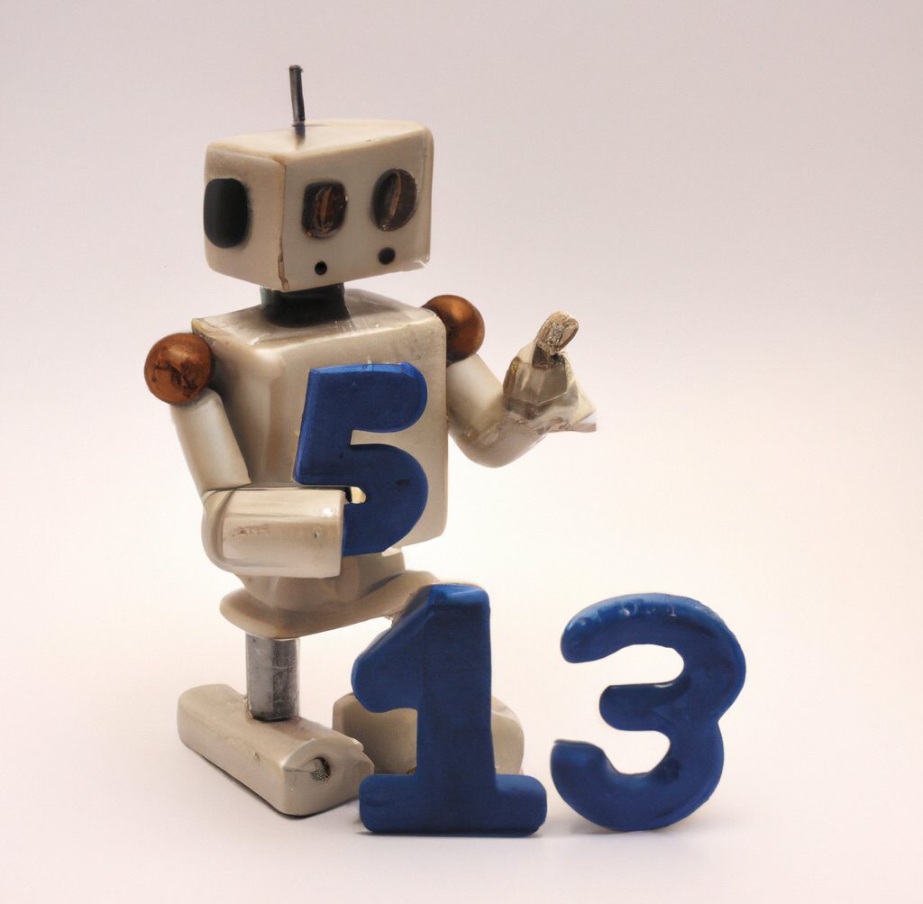A cute robot working with the numbers