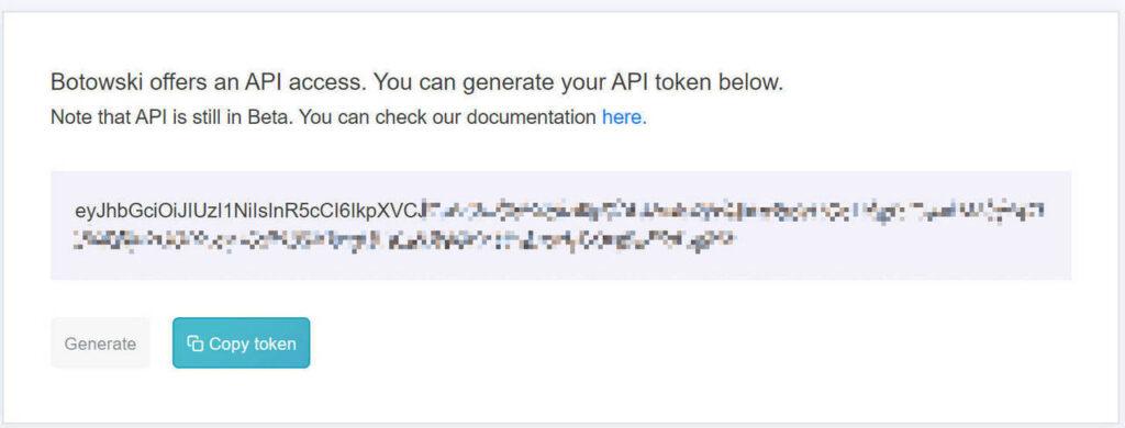 API Token created