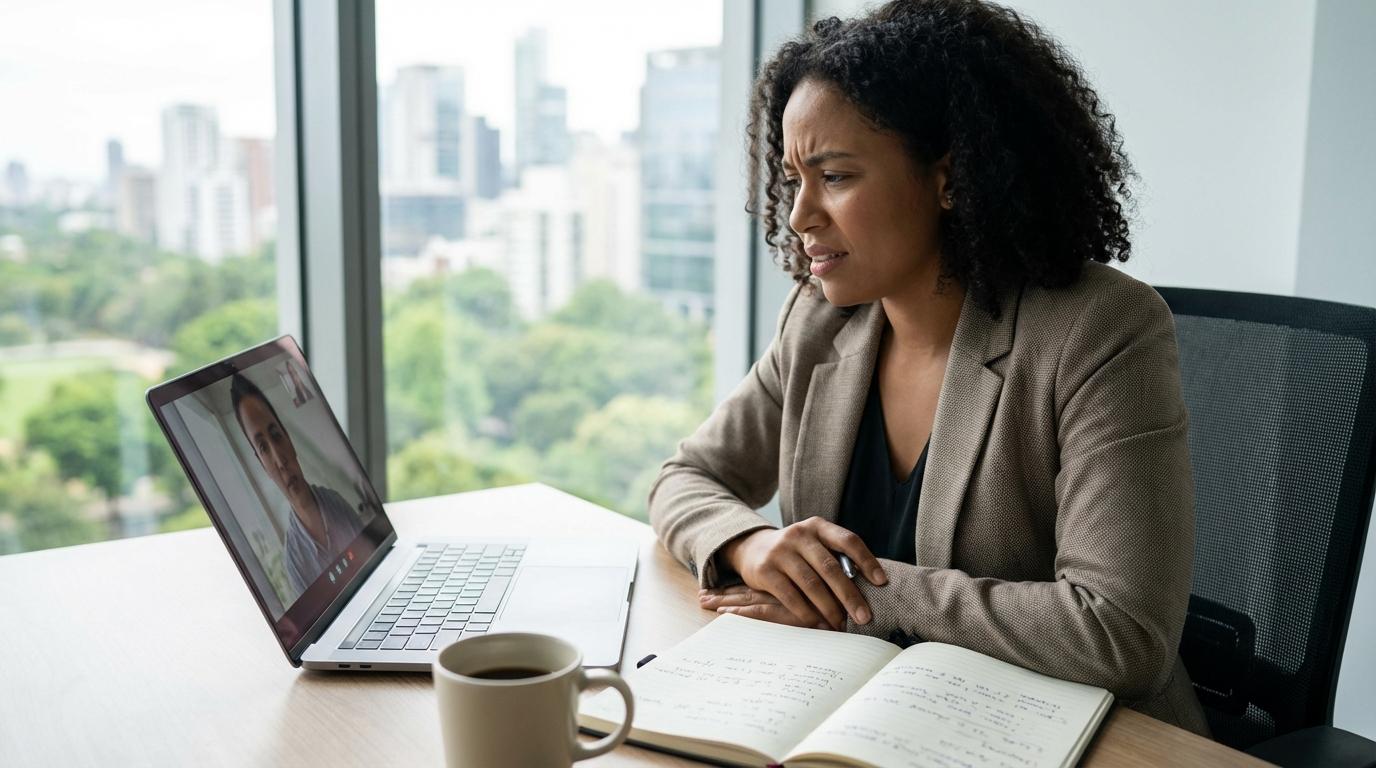 Professional sales representative conducting a discovery call with a prospect